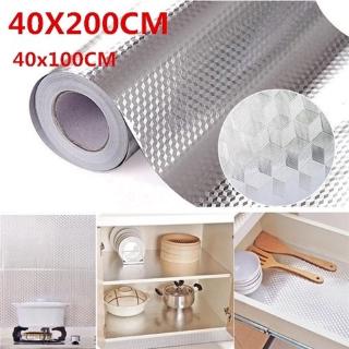【READY STOCK】1/2/3/5/10M Kitchen Wall Oil-Proof Sticker Multifunction Self-Adhesive Wall Sticker Oil Proof Aluminum Foil Home Kitchen(Available in two widths 40cm/60cm)