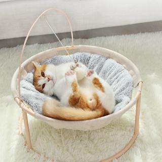 Elevated Cat Dog Bed Pet Hammock Bed Free-Standing Washable Cat Sleeping Bed With Toy Stable Structure Detachable Excellent Breathability Easy Assembly Indoors Outdoors Pet Supplies
