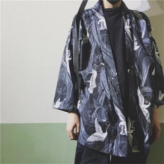 Traditional Japanese Kimono Fashion Clothing Men Boys Summer Cardigan Yukata Haori Samurai Harajuku Loose Streetwear Costume