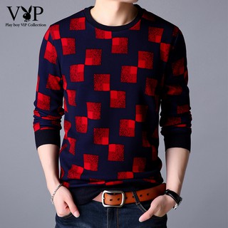 Ready Stock Men's cusual sweater heat preservation round collar knitwear