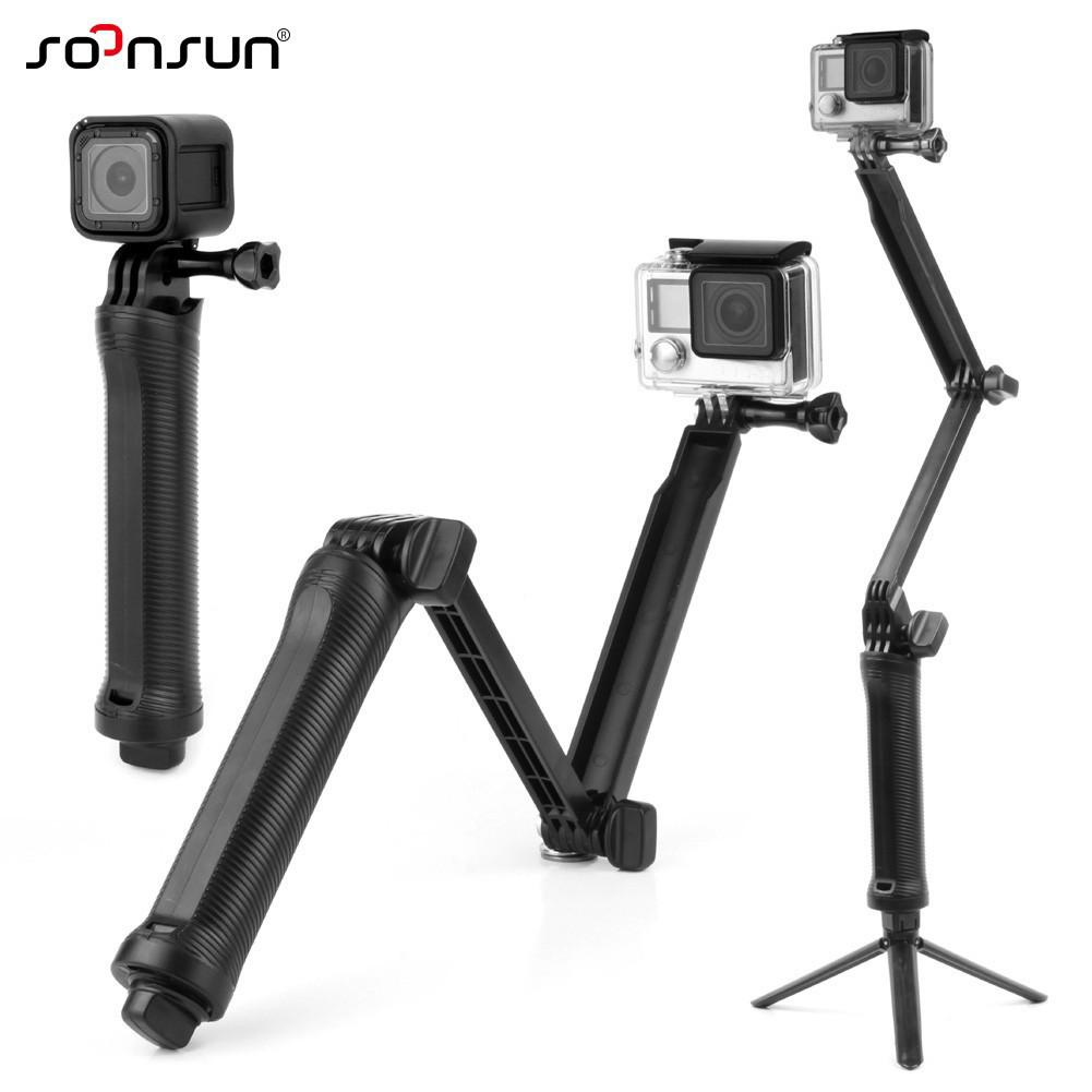Collapsible 3-Way Monopod Mount Camera Grip Extension Arm Tripod For GoPro hero
