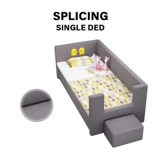 🔥 Hot Sale 🔥 Solid Wood Children Stitching Bed Plus Wide Bedside Boy Girl Princess Single-bed Baby Splicing Large Bed with Guardrail