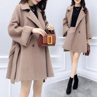 Women'S Autumn Winter Woolen Coat 2pcs Suit