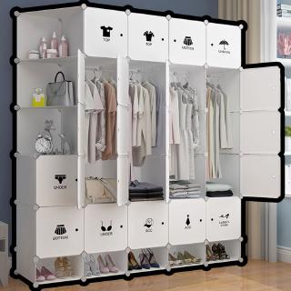 Simple closet storage rack, plastic cloth sliding door, double solid wood steel pipe, thickened and reinforced single bedroom furniture cabinet