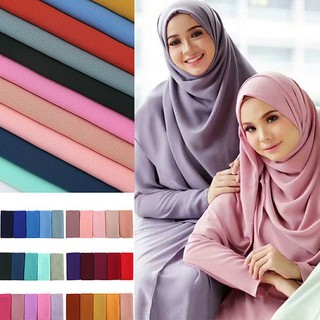 Women Plain Bubble Chiffon Scarf Hijab Wrap Print Solid Color Shawls Head Scarf Muslim Hijabs Fashion Headband Scarves