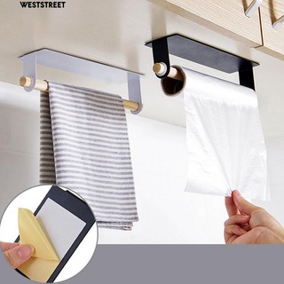 👍Iron Wood Wall Self-Adhesive Hand Towel Bar Hanger Rack for Bathroom Kitchen
