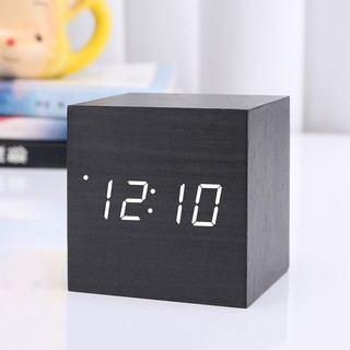 🔥Ready Stock🔥 Digital LED Wooden Square Desk Alarm Clock Voice Control Home DecorationYGP LONG