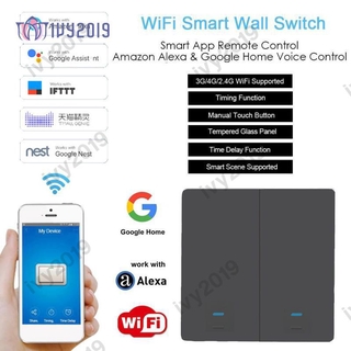 【NEW】 1/2/3 gang TUYA WiFi Smart Touch Switch 90-250V Home Wall Button for Alexa and Google Home Assistant EU &amp; UK Standard ivy