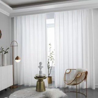 TOPFINEL Customized White Curtain 1 Pc Soild White Sheer Curtains Living Room Door Cafe Voile Tulle Window Curtains