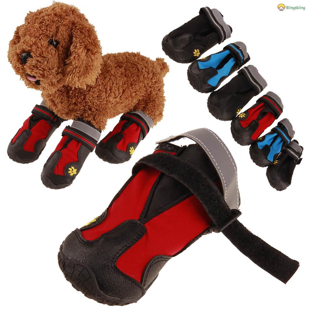4pcs Pet Dog Boots Shoes Resistant Cute Dog Waterproof Hiking Shoes Multifunctio