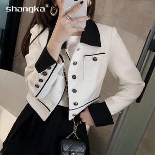 Winter White New Style Color Matching Croptop Suit Jacket Short Blazer for Women Slim-Fit Slimmer Look Korean Version Casual Hipster Fashion Lady Coat Woman