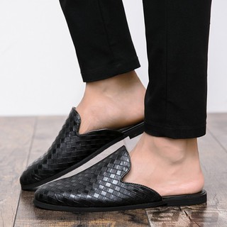 Summer PU Leather Men's Casual Slip-on Lazy Shoes Half-Dragged Shoes Sandals