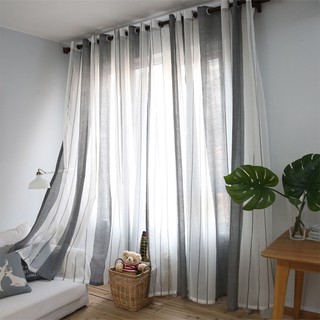BK✿Stripe Window Curtain Punching Hole Panel Bedroom Decor Door Room Gift