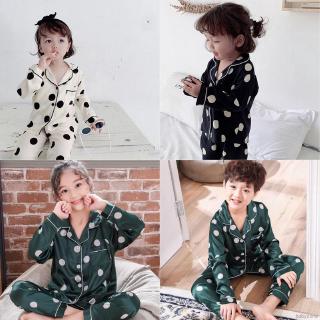 Kids Baby Cartoon Animal Print Sleepwear Set Long Sleeve Button Blouse Tops+Pants