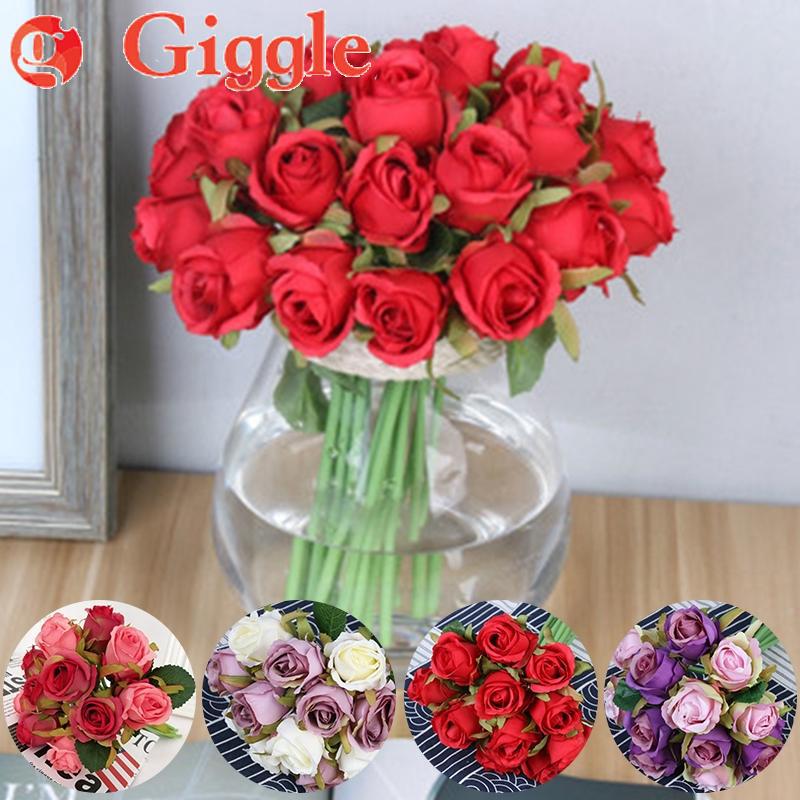 12pcs/lot Artificial Silk Rose Flowers Wedding Bouquet Wedding Party Home Decor