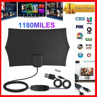4K Digital HDTV Aerial Indoor Amplified Antenna 1180 Miles Range with HD1080P DVB-T2 Freeview TV for Life Local Channels