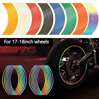 16 Strips Motorcycle 17" -18" Wheel Sticker Reflective Decals Rim Tape Bike Car Styling