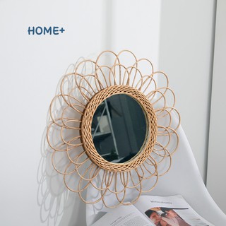 Hanging Mirror Rattan Sunflower Circular Wall Mirror Decor Boho Wicker Dressing Makeup Mirrors @sg