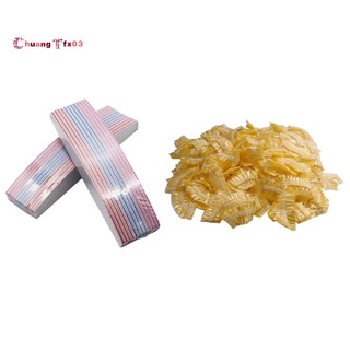100 Pcs Disposable Hairdressing Earmuffs Salon Clear Ear Cover & 24 Pcs Emery Boards for s 100/180 Files