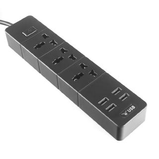 USB Power Strip Extension Lead, 3 Way Outlets 4 USB Surge Protector Universal Power Socket With 2m Cable (1)