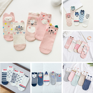 5 Pairs of Korean Ladies Socks Cartoon Cotton Breathable Shallow Mouth Boat Socks