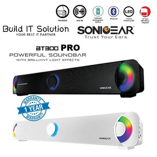 SonicGear BT300 PRO Bluetooth Sound Bar with FM Radio & Brilliant Light Effects (Audio Tuned)