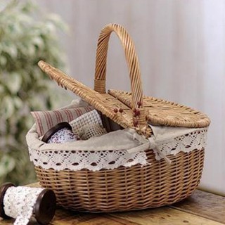 🌻【Ready stock】Picnic basket / Wicker picnic basket