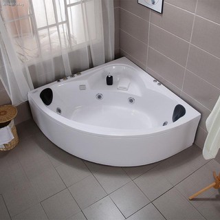 ✎Fan-shaped triangle couple bathtub adult home acrylic massage surf constant temperature heating super large double bathtub<