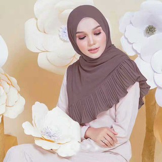 Muslim Hijab Scarves Islamic Women Retro Pearl Chiffon Stitching Ruffle