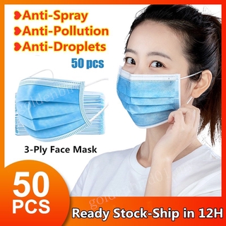 High Quality 3-Ply Disposable Protective Face Mask , Anti-Particle Anti-droplet Anti-pollen Adult Kids Mask 50 Pcs 成人一次性口罩（Ready Stock）