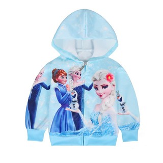 New Arrival! Frozen Princess Elsa Kids Clothing Kids Jacket for Girls Blue Rose Red