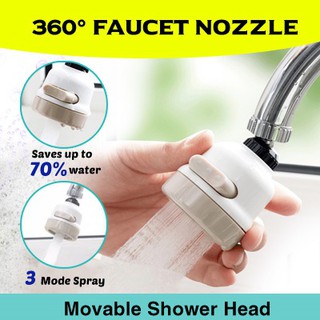 360 Degree Faucet Nozzle / 3-mode spray: Jet Jet + Shower and Showerwater saving