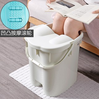 [Overseas stock] Foot Soaking Bucket Over Calf Foot Soaking Basin Household Plastic Heightening Foot Massage Foot Bathing Health High-Deep Bucket Plastic Bucket