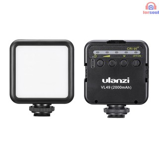 ulanzi VL49 Mini LED Video Light Photography Lamp 6W Dimmable 5500K CRI95+ Built-in Rechargeable Lithium Battery with Cold Shoe Mount for Canon Nikon Sony DSLR Camera