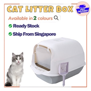 SG Local Seller Cat Litter Box with Door Stop Pet Dog Cat Toilet Pet Dog Cat Litter Box（Free shovel）