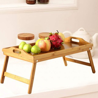 Natural Bamboo Breakfast Serving Tray Foldable Bed (1)
