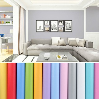 Fashion 1m PVC Wallpaper with Back Glue Waterproof Wall Sticker Solid Color Styl