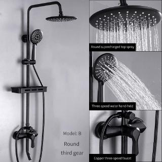 Bathroom Shower Set Rainfall Black Shower Faucet Household Shower Head Sets