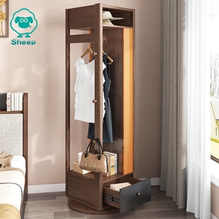 SHEEP 360° Rotating Wardrobe With Full-length Mirror Clothes Coat Rack Storage Cabinet