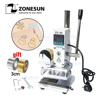 ZONESUN ZS90 upgrade Manual Digital PVC Card Book Leather Paper Wood Custom Mold Embossing Hot Foil Stamping Machine Leather DIY Machine