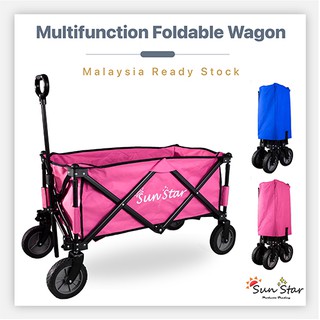 [Shop Malaysia] MY Ready Stock SunStar multifunction foldable wagon trolley commercial camping shopping cart stroller moveable baby cot