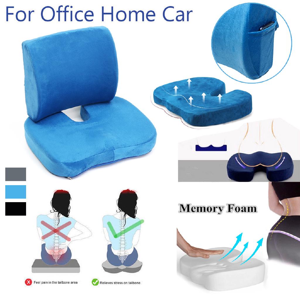 Car Seat Pain Relief Chair Office Memory Foam Cushion Back Support Pillow