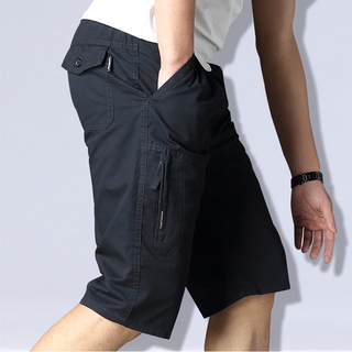 💥Ready Stock💥Cotton loose Capris men's shorts elastic waist casual pants men's cotton oversized overalls