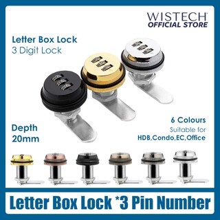 Wistech Letter Box Lock, 20mm ,HDB Keyless Mail/Letter box Lock, Keyless Cabinet Lock, Number Lock [Fits HDB,CONDO,EC]