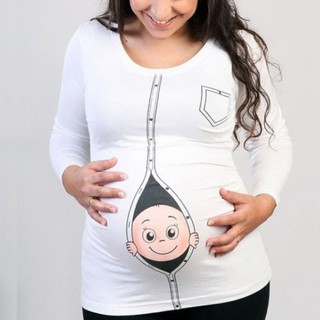 💞infinite Casual Maternity Baby Peeking Cute Announcement Pregnant T-shirts
