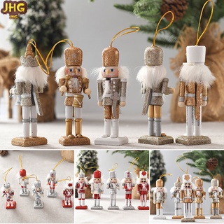 Nutcracker Soldier Puppet Ornament Hand-Painted Wooden Crafts Christmas Tree Decoration for Home Garden Courtyard