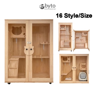 Byto Cat Cage Villa Solid Wood Cat Condo Villa Cat Apartment Scratching Post