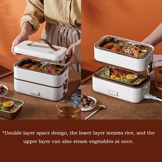 Electric Heating Container Self-Heating Double-Layer Three-Layer Stainless Steel Lunch Box Student Container Food Carrying Cooking Thermal Box Container