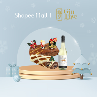 [Gin Thye x Shopee Exclusive] Premium Belgium Chocolate Christmas Log Cake Almond Nuts+ Moscato+ Xmas Special Swiss Roll