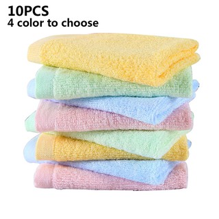 10pcs Saliva Square Towel Small Solid Baby Home Washcloth Soft Bamboo Fiber